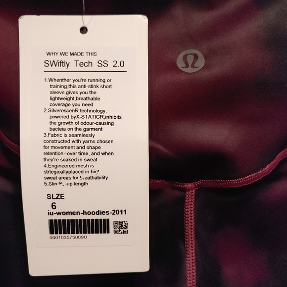 Lululemon Women's Burgandy / Black Tie Dye Crop Sleek Leggings Size 6 - Picture 3 of 7